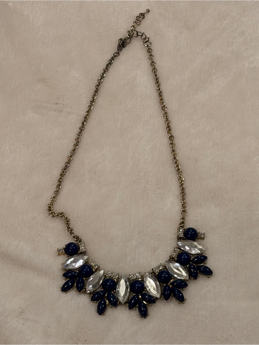 ✨ 10 Pc Statement Necklace & Bracelet Lot Blue Crystal Gold Jewelry Bundle